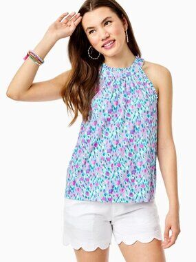 Lilly Pulitzer Jerrica Tank Top Ruffle Printed Sleeveless Cotton XXS  226481